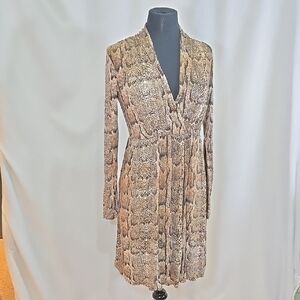 ABEL THE LABEL ANTHROPOLOGIE Long Sleev Faux Wrap Snake Print Deep V